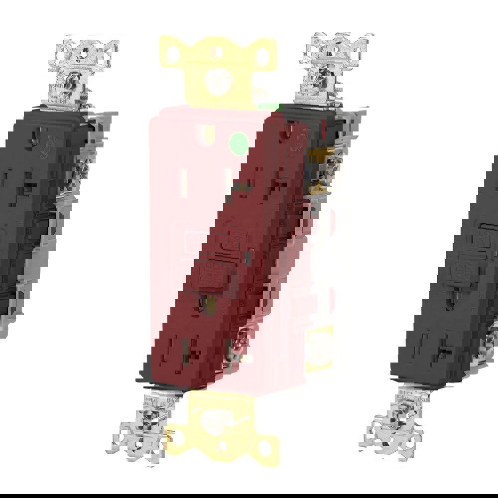 GFCI Receptacles; Grade: Commercial; Hospital ; Receptacle Type: Duplex ; NEMA Configuration: 5-20R ; Amperage: 20 ; Reset Type: Manual ; Wiring Method: Back; Side